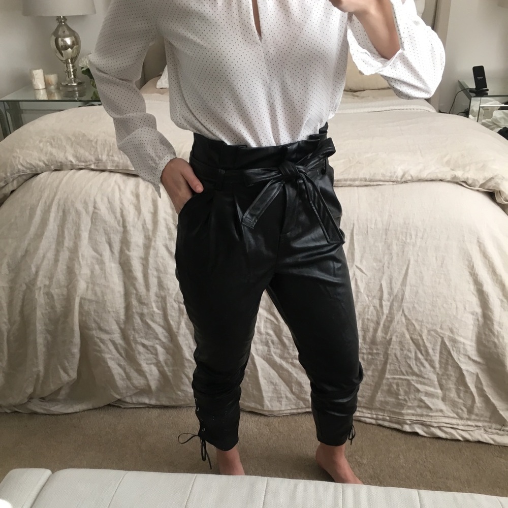 NWT Faux Leather paperbag style pants